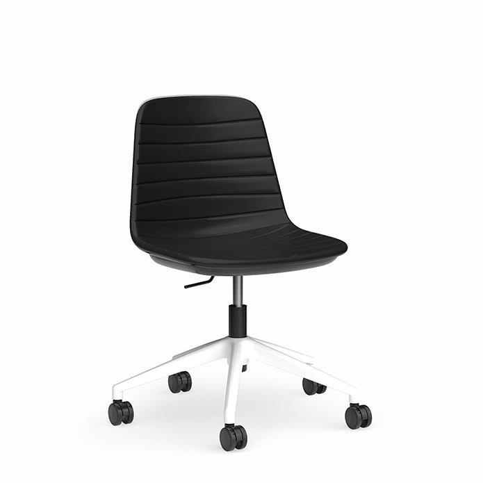 Sofia Chair with Gas Lift Castor Base Black White Powdercoat No