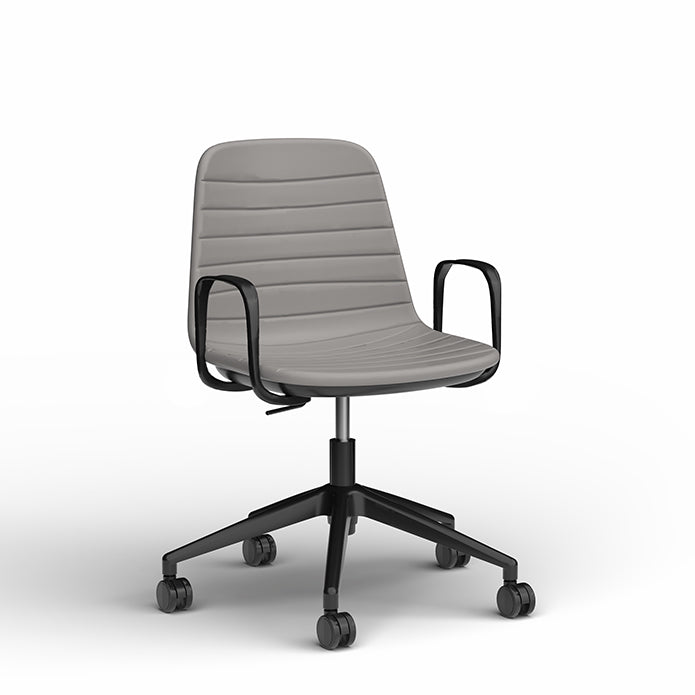 Sofia Chair with Gas Lift Castor Base Light Grey Black Powdercoat Yes