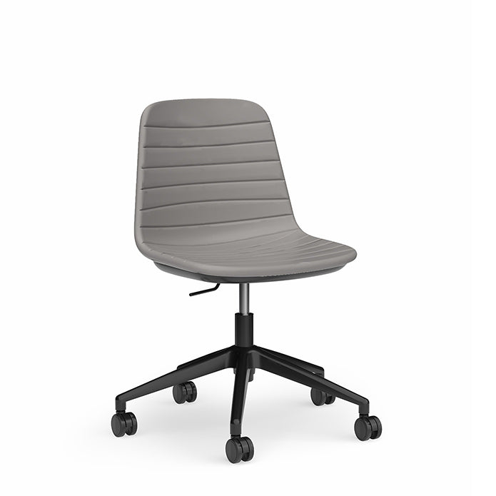 Sofia Chair with Gas Lift Castor Base Light Grey Black Powdercoat No