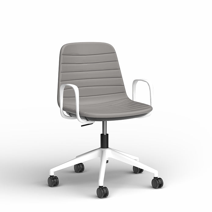Sofia Chair with Gas Lift Castor Base Light Grey White Powdercoat Yes