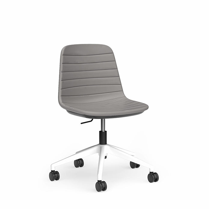 Sofia Chair with Gas Lift Castor Base Light Grey White Powdercoat No