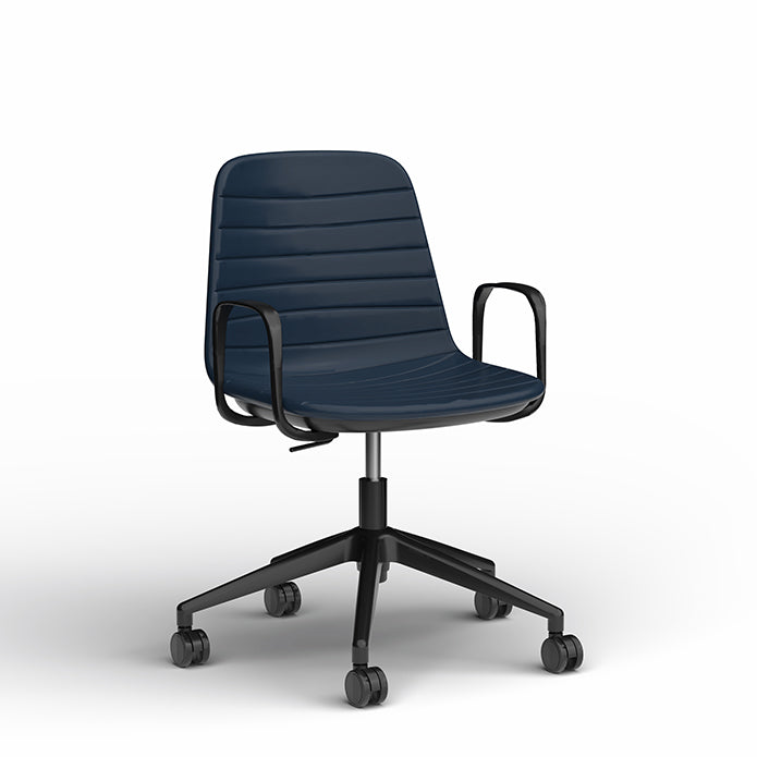 Sofia Chair with Gas Lift Castor Base Navy Black Powdercoat Yes