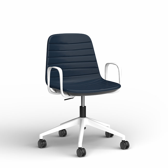 Sofia Chair with Gas Lift Castor Base Navy White Powdercoat Yes