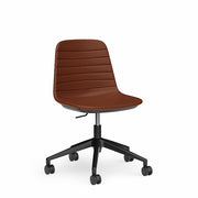 Sofia Chair with Gas Lift Castor Base Leather Tan Black Powdercoat No