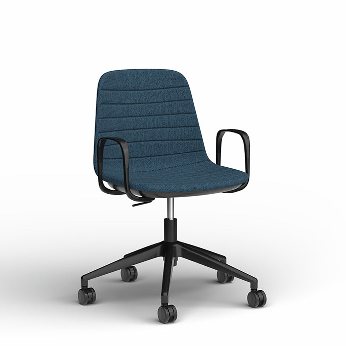 Sofia Chair with Gas Lift Castor Base Steel Blue Fabric Yes