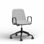 Sofia Chair with Gas Lift Castor Base Grey Mist Fabric Black Powdercoat Yes