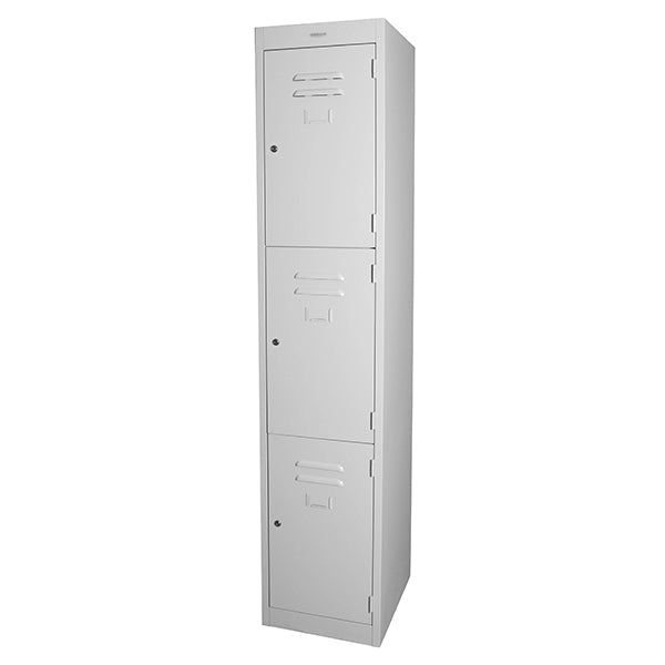 Steelco Steel Lockers 3 Door Locker - 1830H x 380W x 457D Keylock