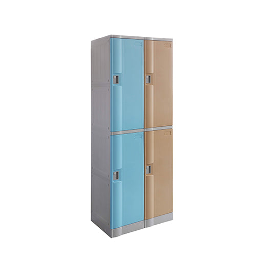 ABS Plastic Locker - Bank of 2 - 2 Door Full Height Keylock Flat Top