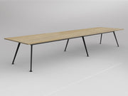 Team Boardroom Table 6 Leg 4800mmX1200mm Natural Oak Black Powdercoat
