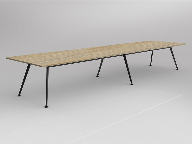 Team Boardroom Table 6 Leg 4800mmX1200mm Natural Oak Black Powdercoat