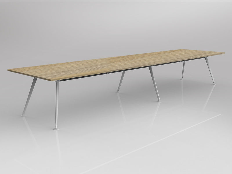 Team Boardroom Table 6 Leg 4800mmX1200mm Natural Oak White Powdercoat