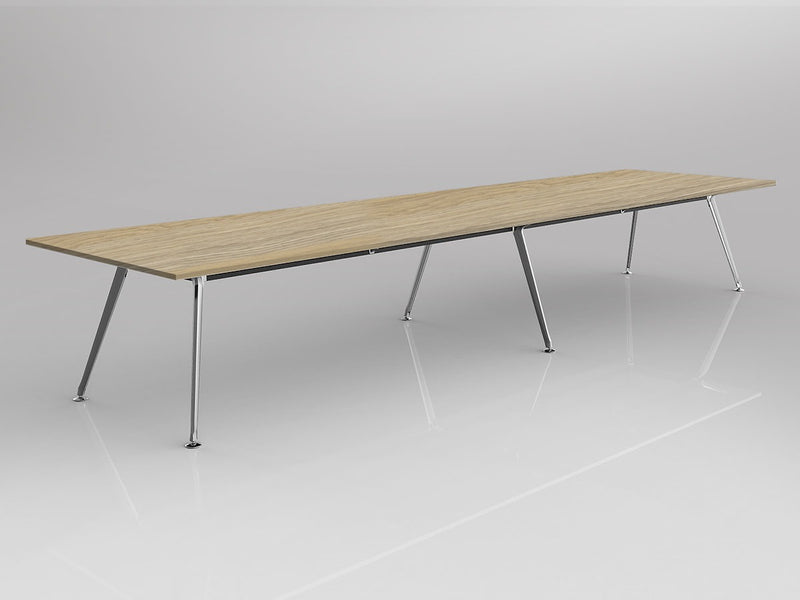 Team Boardroom Table 6 Leg 4800mmX1200mm Natural Oak Polished Alloy