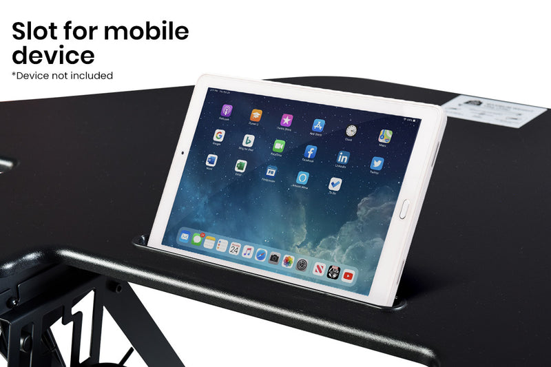 Fortia Corner Desk Riser 110cm Wide Adjustable Sit to Stand for Dual Monitor