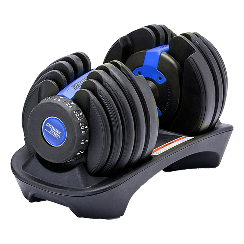 Powertrain 1x 24KG Adjustable Home Gym Dumbbell Blue