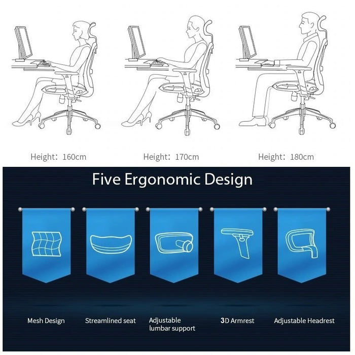 Sihoo M57 Ergonomic Office Chair, Computer Chair Desk Chair High Back Chair Breathable,3D Armrest and Lumbar Support