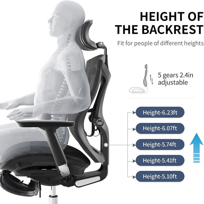 Sihoo Ergonomic Office Chair V1 4D Adjustable High-Back Breathable With Footrest And Lumbar Support