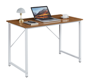 YES4HOMES Computer Desk, Sturdy Home Office Gaming Desk for Laptop, Modern Simple Style Writing Table, Multipurpose Workstation White Legs & Oak Top