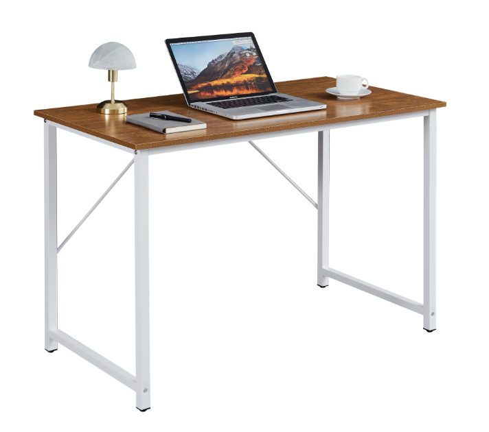 YES4HOMES Computer Desk, Sturdy Home Office Gaming Desk for Laptop, Modern Simple Style Writing Table, Multipurpose Workstation White Legs & Oak Top