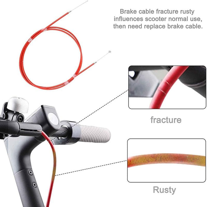 2-pack Rear Disc Brake Cable for Xiaomi Mijia M365 Electric Scooter - Red