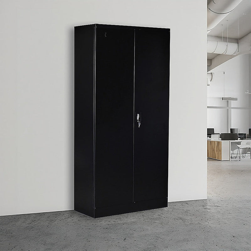 Two-Door Shelf Office Gym Filing Storage Locker Cabinet Safe- Black