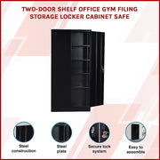 Two-Door Shelf Office Gym Filing Storage Locker Cabinet Safe- Black