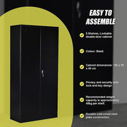 Two-Door Shelf Office Gym Filing Storage Locker Cabinet Safe- Black