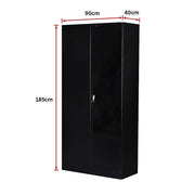 Two-Door Shelf Office Gym Filing Storage Locker Cabinet Safe- Black