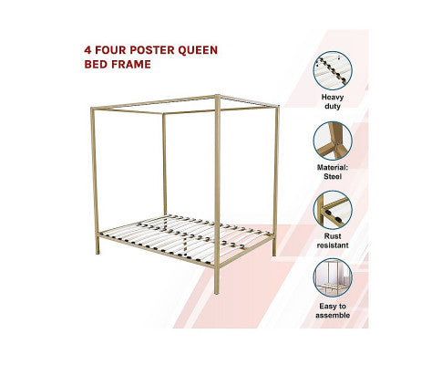 4 Four Poster Queen Bed Frame
