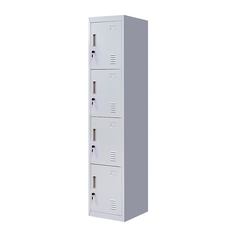 4-Door Vertical Locker for Office Gym Shed School Home Storage - Standard Lock with Keys Grey