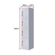 4-Door Vertical Locker for Office Gym Shed School Home Storage - Standard Lock with Keys