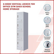 4-Door Vertical Locker for Office Gym Shed School Home Storage - 3-Digit Combination Lock