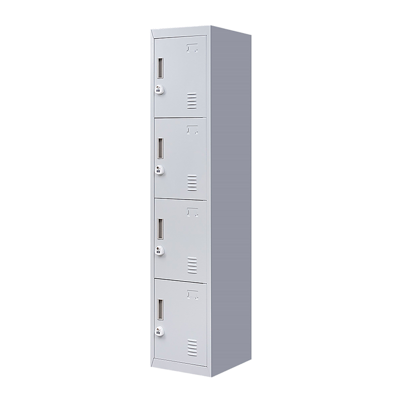 4-Door Vertical Locker for Office Gym Shed School Home Storage - 3-Digit Combination Lock Grey