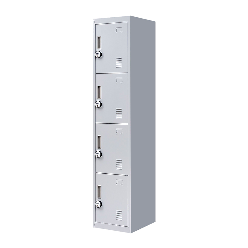 4-Door Vertical Locker for Office Gym Shed School Home Storage- 4-Digit Combination Lock Grey