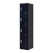 4-Door Vertical Locker for Office Gym Shed School Home Storage - Standard Lock with Keys Black