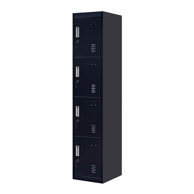 4-Door Vertical Locker for Office Gym Shed School Home Storage - Standard Lock with Keys Black