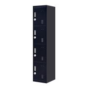 4-Door Vertical Locker for Office Gym Shed School Home Storage - 3-Digit Combination Lock Black