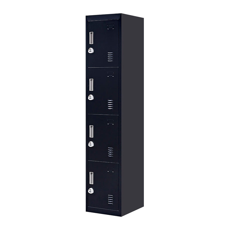 4-Door Vertical Locker for Office Gym Shed School Home Storage - 3-Digit Combination Lock Black