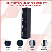 4-Door Vertical Locker for Office Gym Shed School Home Storage- 4-Digit Combination Lock
