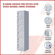 6-Door Locker for Office Gym Shed School Home Storage - Standard Lock with Keys