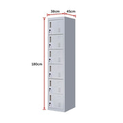 6-Door Locker for Office Gym Shed School Home Storage - Standard Lock with Keys