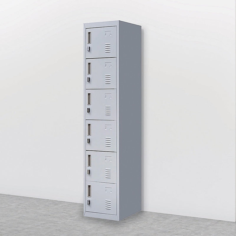 6-Door Locker for Office Gym Shed School Home Storage - Padlock-operated