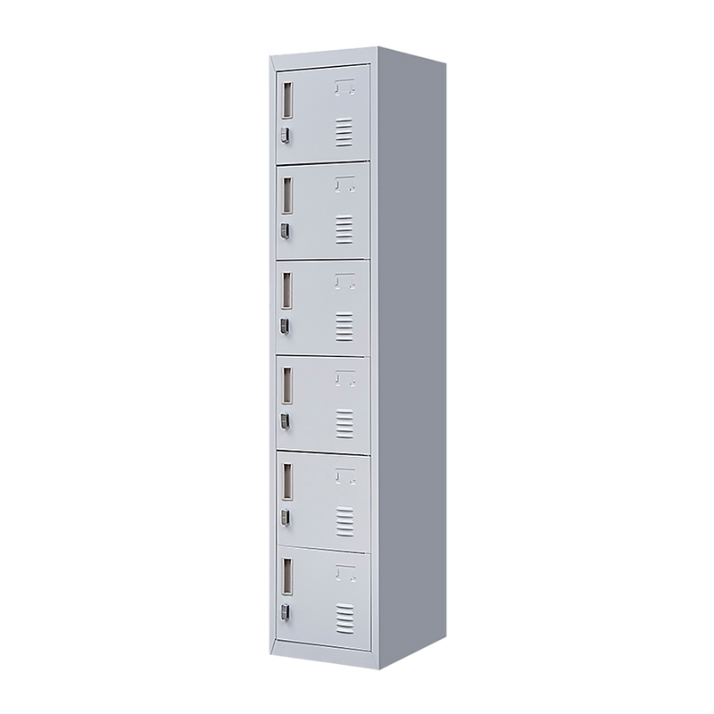 6-Door Locker for Office Gym Shed School Home Storage - Padlock-operated Grey