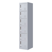 6-Door Locker for Office Gym Shed School Home Storage - 3-Digit Combination Lock Grey