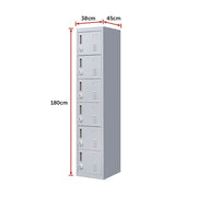 6-Door Locker for Office Gym Shed School Home Storage - 3-Digit Combination Lock