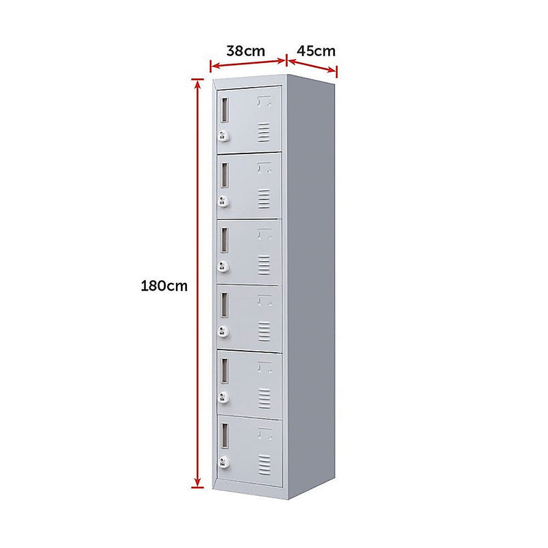 6-Door Locker for Office Gym Shed School Home Storage - 3-Digit Combination Lock