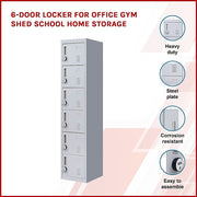 6-Door Locker for Office Gym Shed School Home Storage- 4-Digit Combination Lock