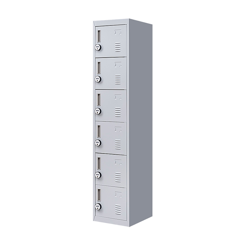 6-Door Locker for Office Gym Shed School Home Storage- 4-Digit Combination Lock Grey
