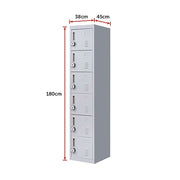 6-Door Locker for Office Gym Shed School Home Storage- 4-Digit Combination Lock