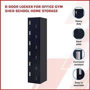 6-Door Locker for Office Gym Shed School Home Storage - Standard Lock with Keys