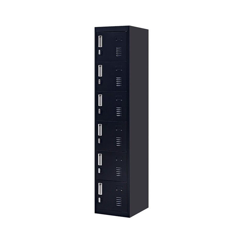 6-Door Locker for Office Gym Shed School Home Storage - Padlock-operated Black